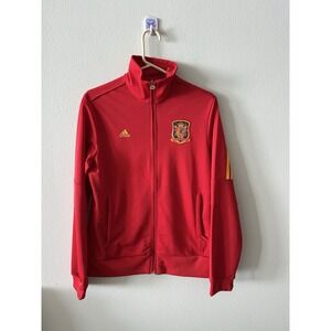 NWT Adidas Track Jacket Spain Futbol Soccer Women Red Size L Full Zip Soccer Y2K